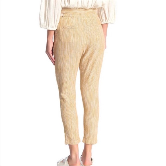 NWT Free People olive and cream pants tapered 2 - Picture 2 of 9